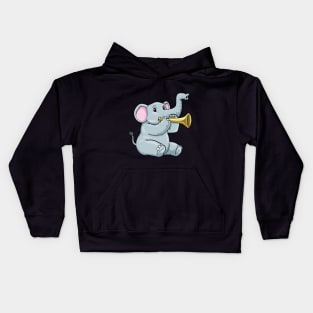 Beautiful elephant is playing the trumpet Kids Hoodie